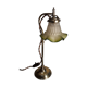 Lampe reglable laiton style art déco en laiton et tulipe vert en verre moulé 1920, h55xl17