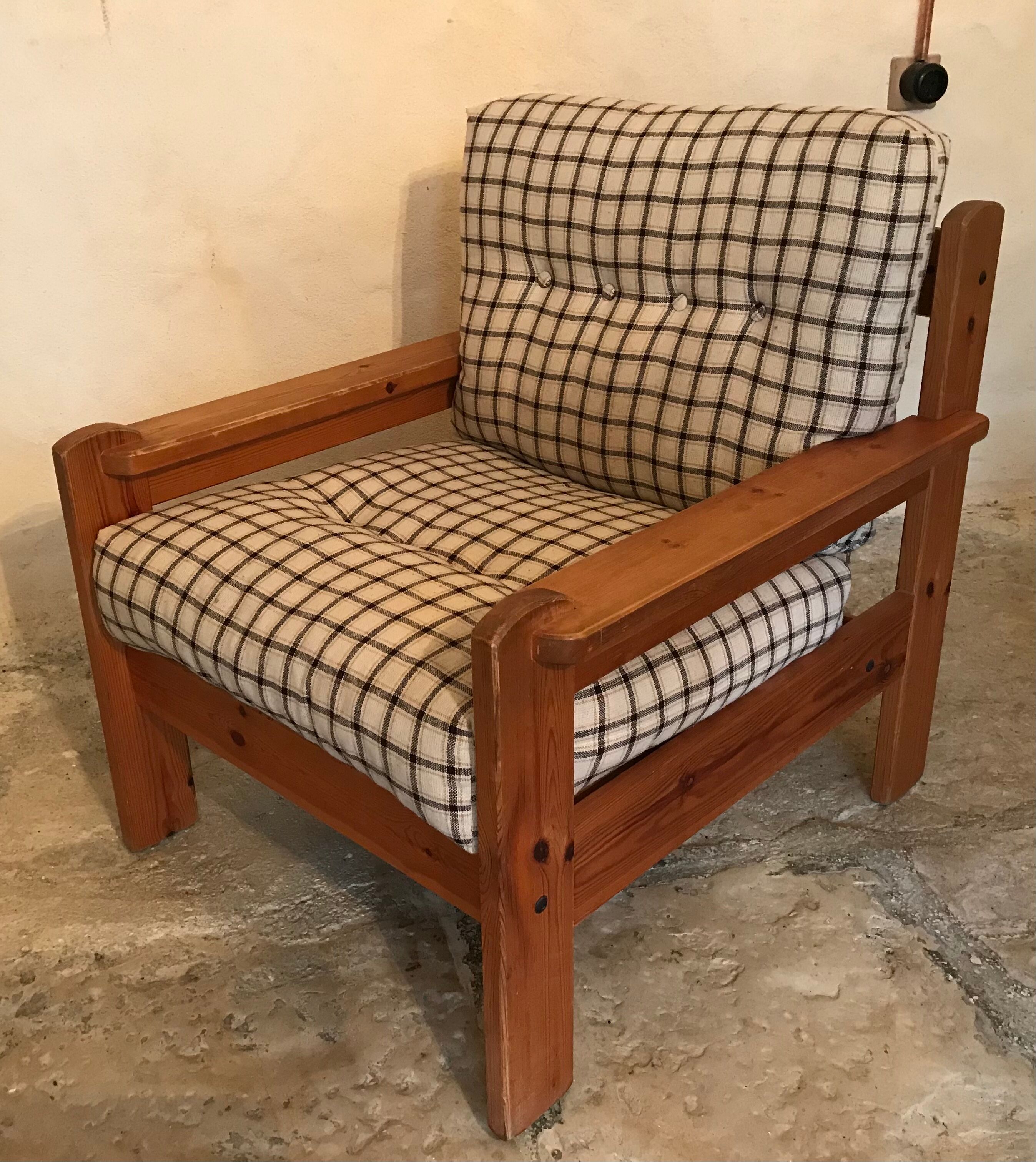 Vintage pine chair style Swedish chalet 1960-1980