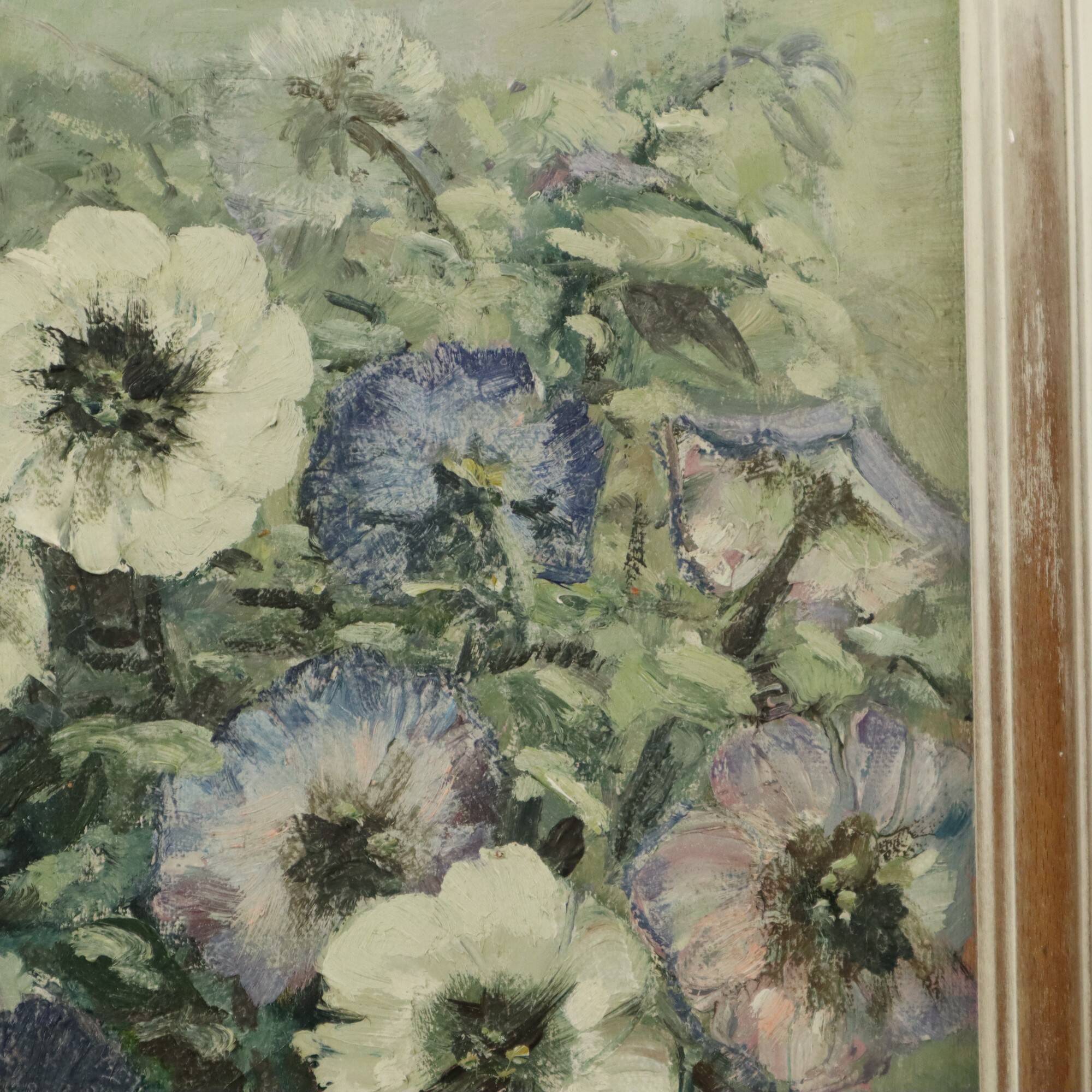 Vintage Flowers Still Life Amateur Painting Framed Signed