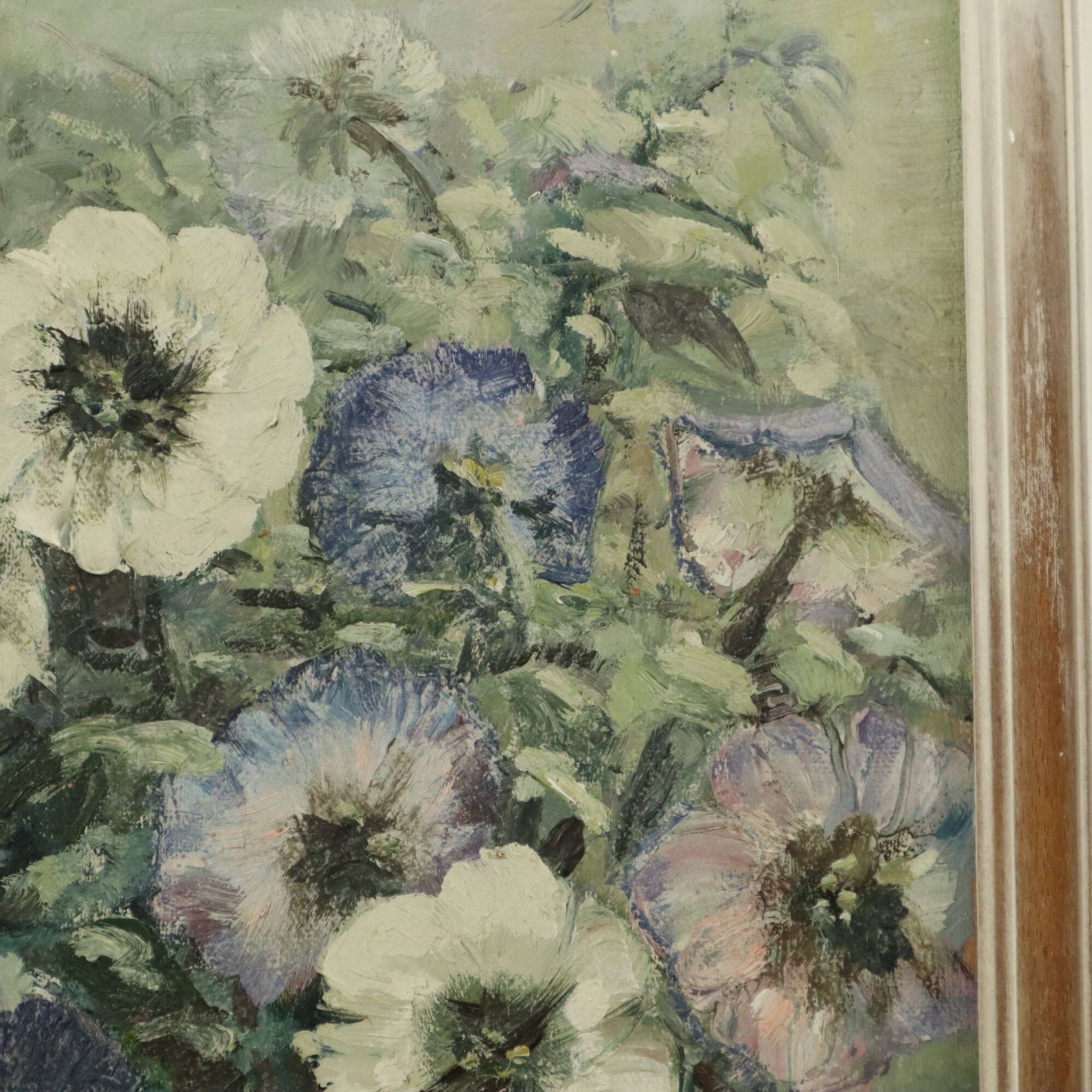 Vintage Flowers Still Life Amateur Painting Framed Signed
