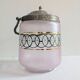 Antique glass bonbonnière in frosted violet with metal mount – Art Nouveau style
