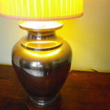 Living room mood lamp, silver metal base, wooden base, pleated lampshade