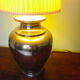 Living room mood lamp, silver metal base, wooden base, pleated lampshade