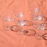 Lot of 6 round cocktail glasses in transparent glass with grooves