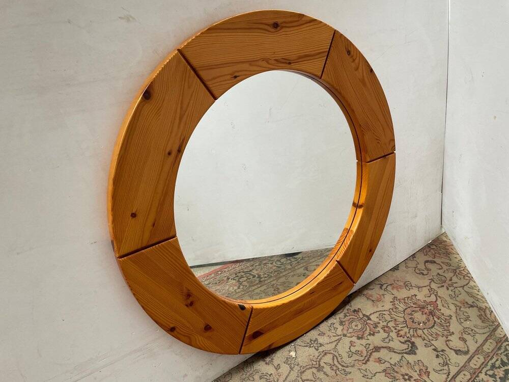 Pine wall mirror by Glasmäster Markaryd, Sweden, 1967