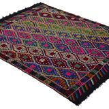 Tapis Kilim turc anatolien vintage fait main 190 cm x 148 cm