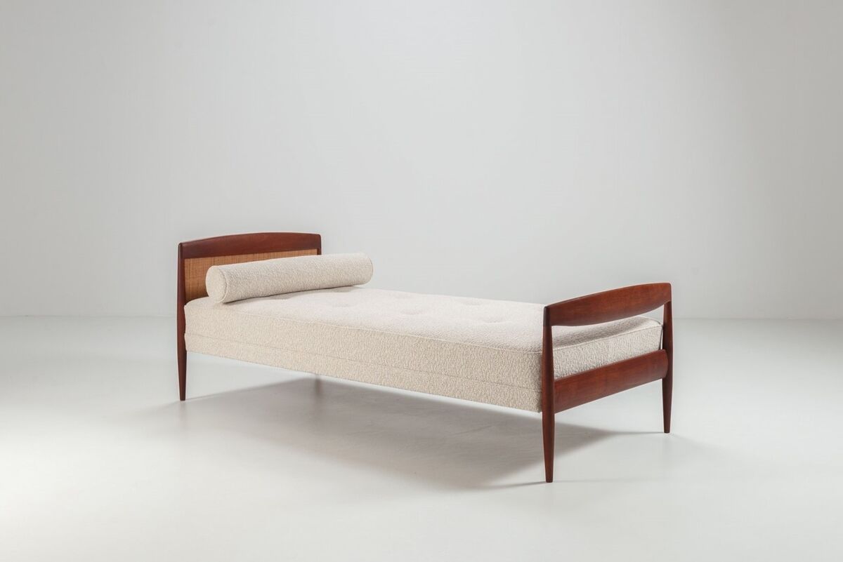 Scandinavian daybed in teak and cane Denmark 1960