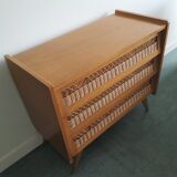 Vintage commodity wood and rotin 1950s