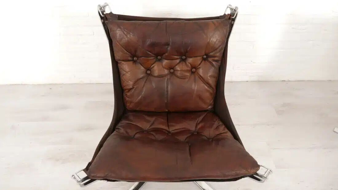 2 x vintage armchair | Falcon | Sigurd Ressell | Leather