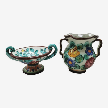 Cerart Monaco floral ceramic vase and cup