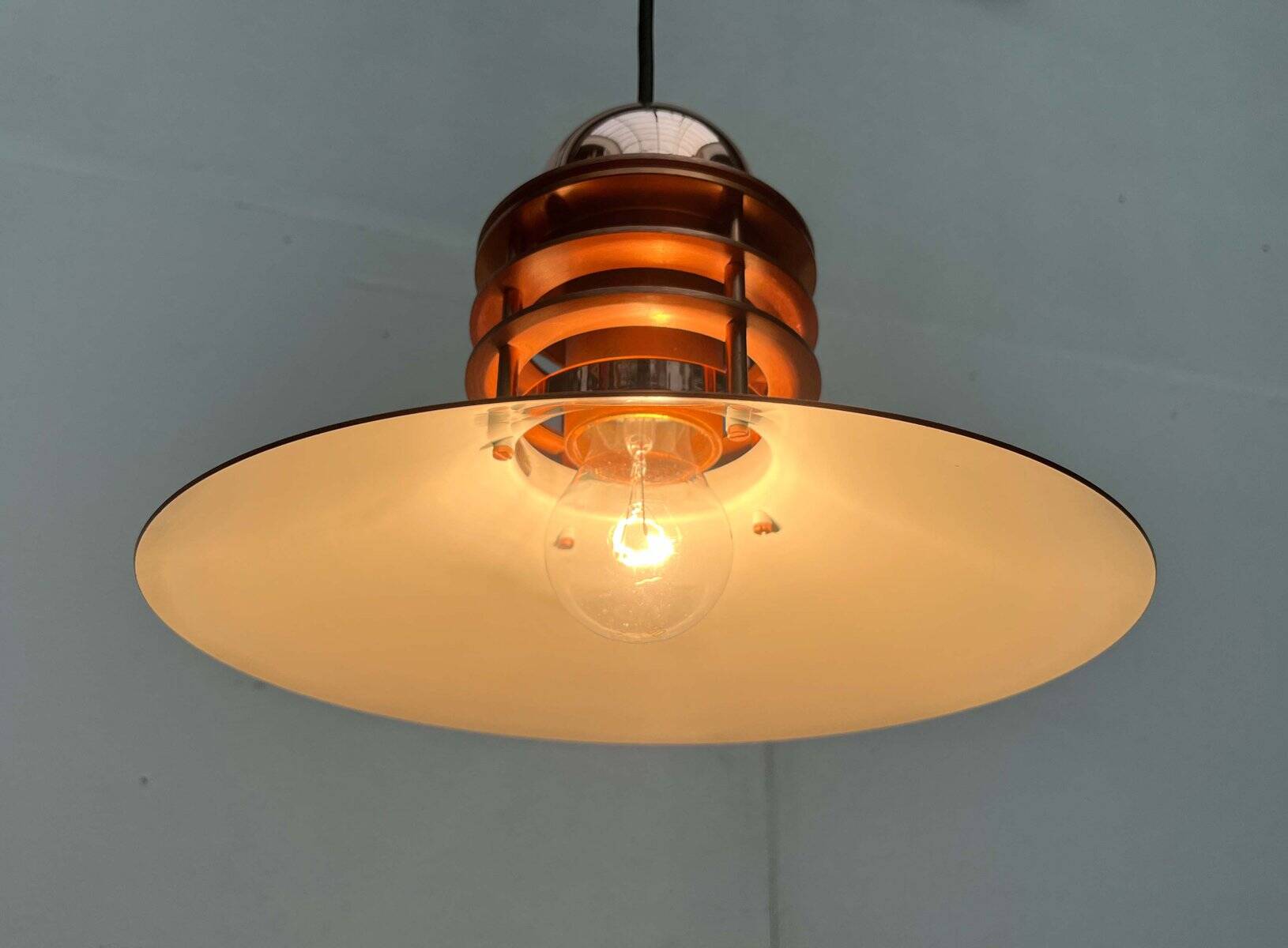 Vintage Copper Pendant Lamp Nyhavn by Alfred Homann and Ole V. Kjær for Louis Poulsen, 1980s
