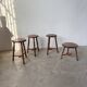 Set of 4 turned oak stools.