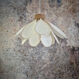 Flower suspension, Iris model, 16 petals in rattan and white linen
