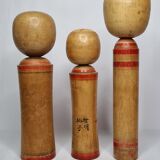 Set of three Kokeshi family dolls, vintage, 32 cm
