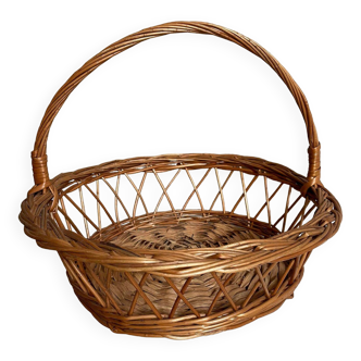 Round wood and wicker basket