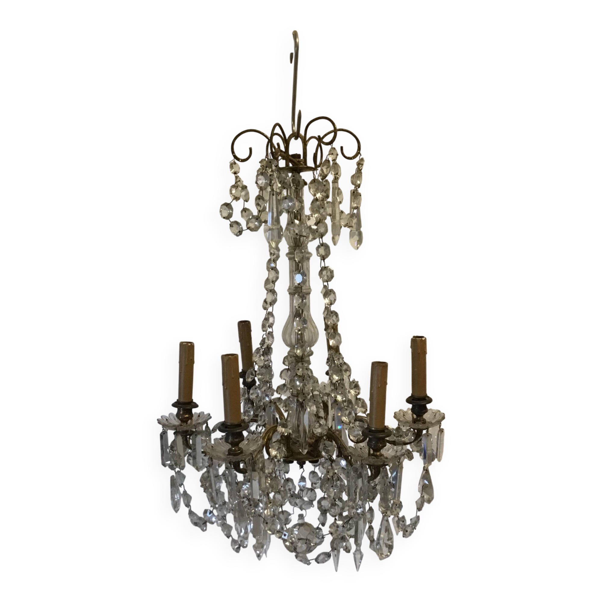 Bronze chandelier with tassels and 6 light arms