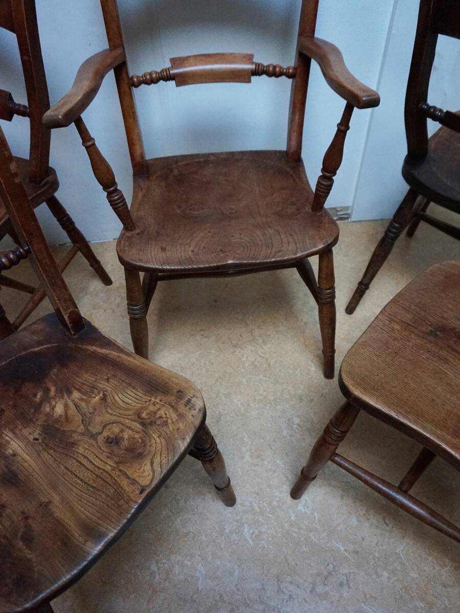 Antique Oxford Windsor chairs, 1850s set of 5