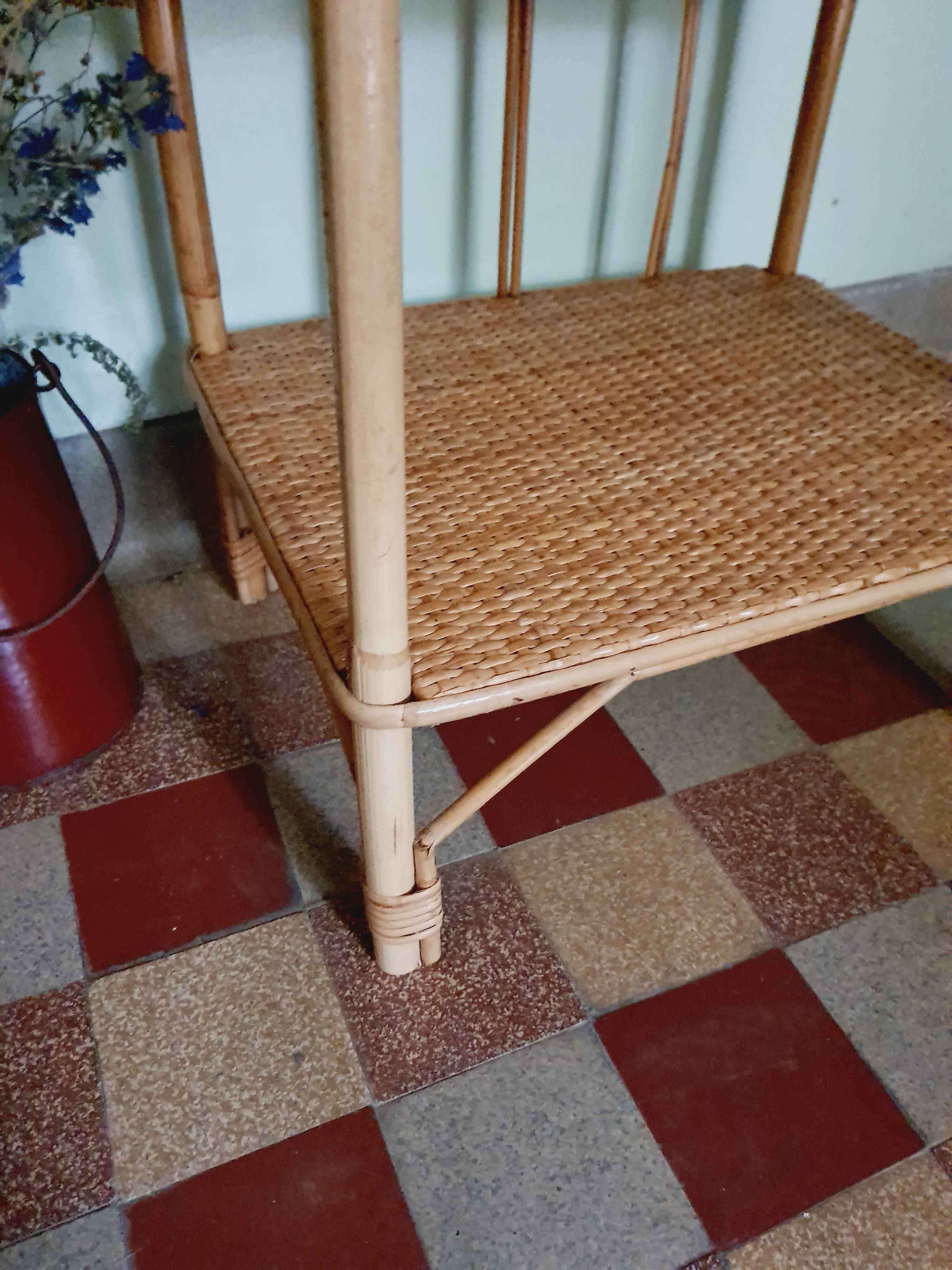 60' vintage rattan bedside table