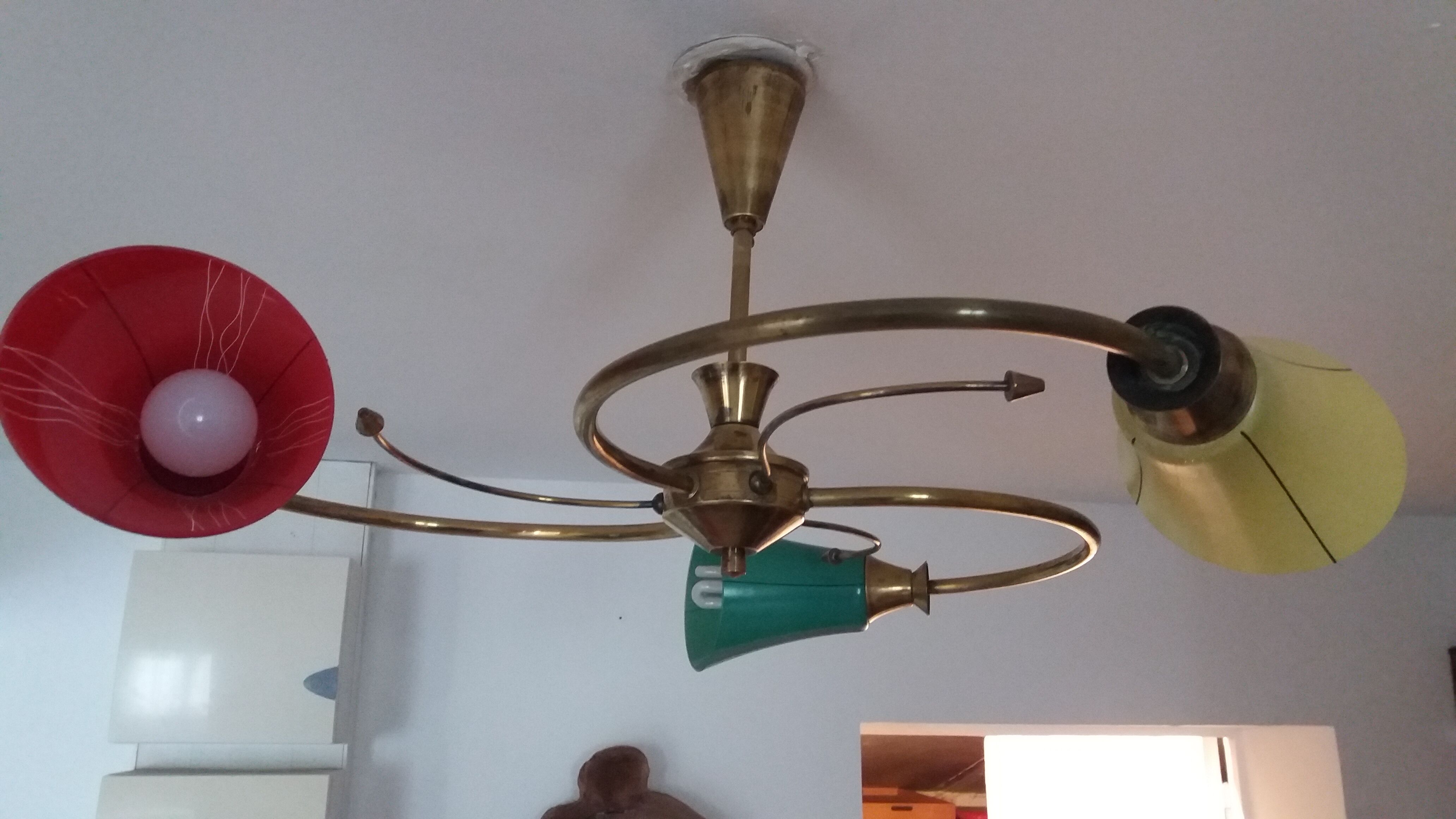 Lustre verre et laiton vintage
