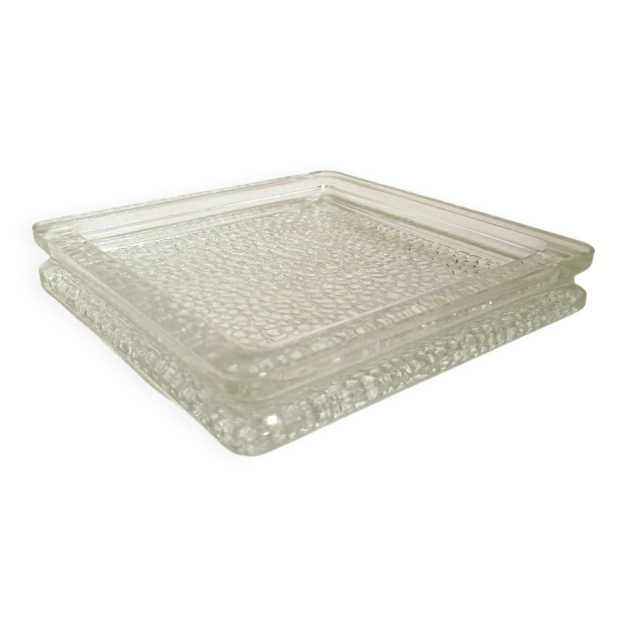 Nevada catch-all tray 1950s moulded glass Saint Gobain 20 x 20 cm