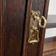 Antique low display cabinet with two glass doors,