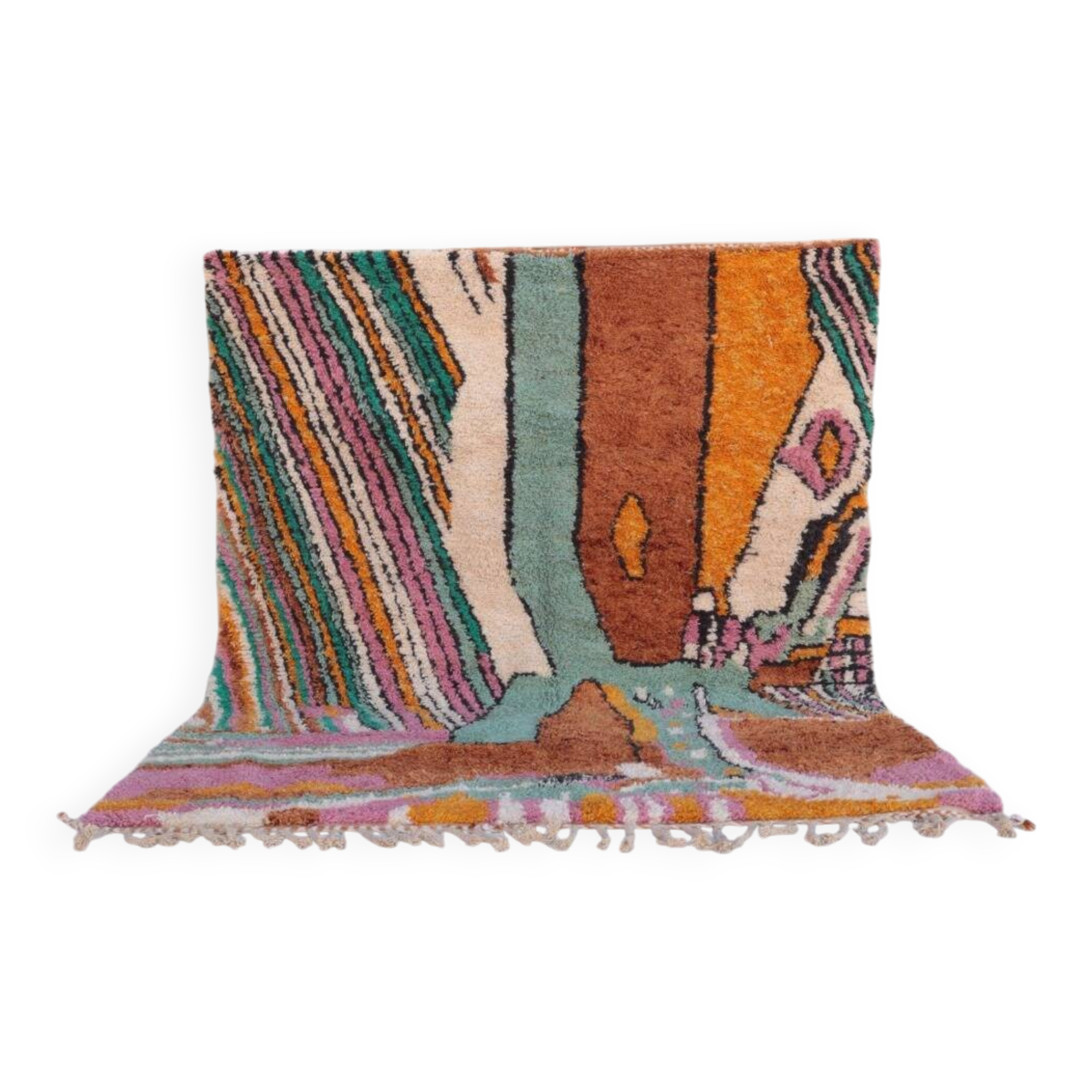 Abstract and Colourful Beni Ouarain Rug, Handmade in Wool, 300x200cm