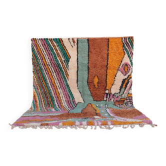 Abstract and Colourful Beni Ouarain Rug, Handmade in Wool, 300x200cm