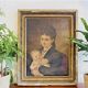 Oil painting on canvas – Portrait of a woman and child, 19th century