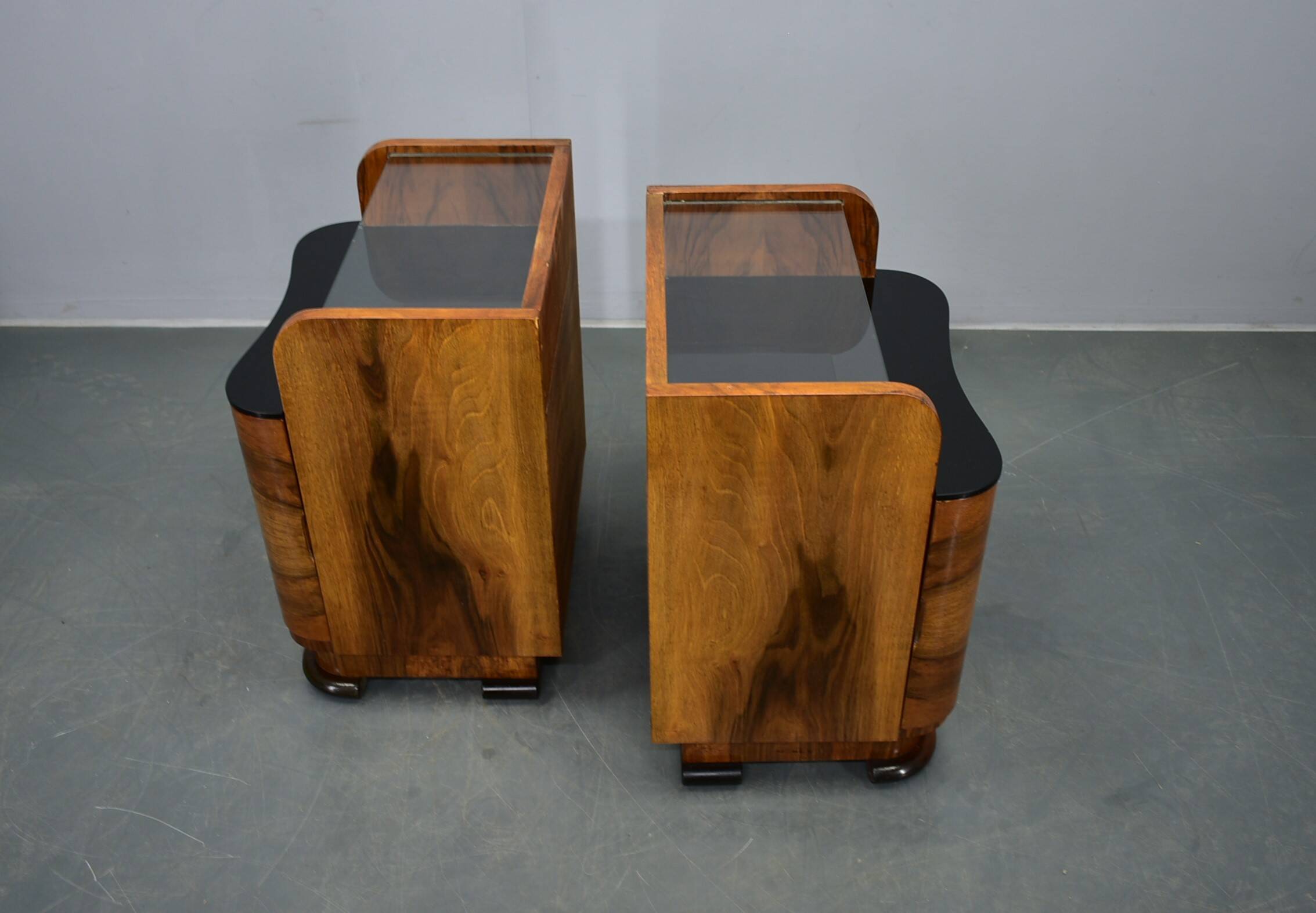 1940s pair of Art Deco bedside tables, Czechoslovakia