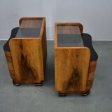 1940s pair of Art Deco bedside tables, Czechoslovakia