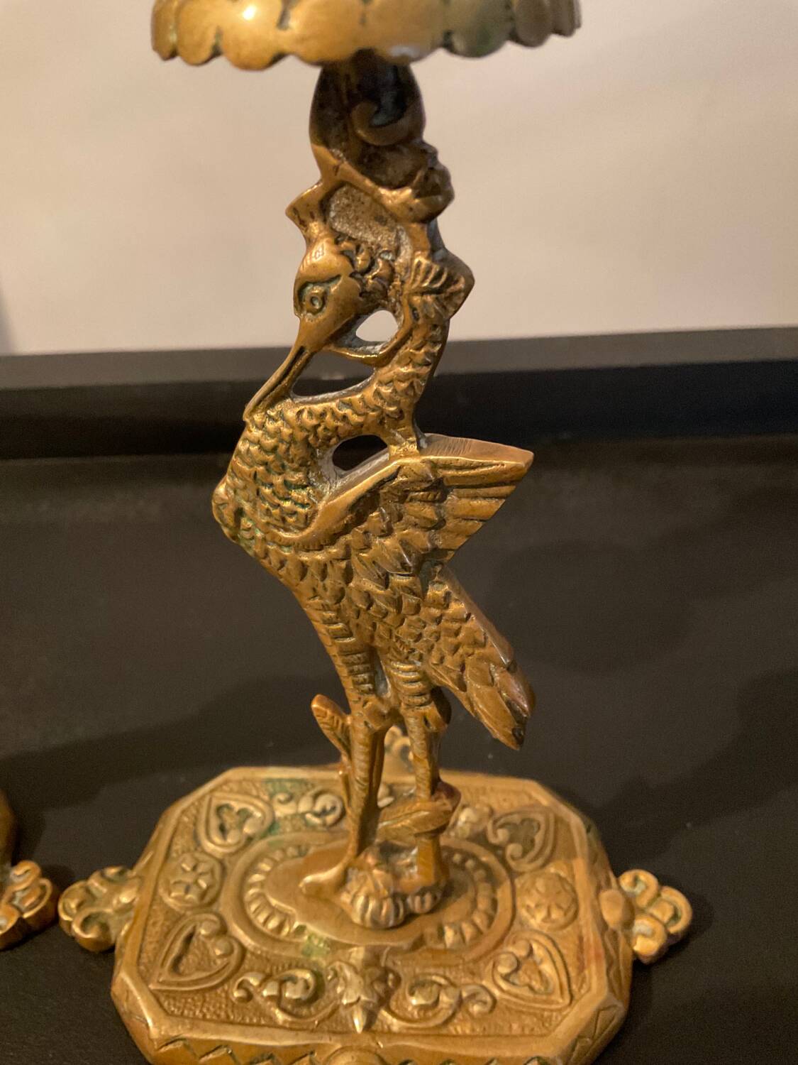 Pair of old bronze candlesticks