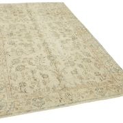 Hand-knotted distressed turkish beige carpet 156 cm x 246 cm