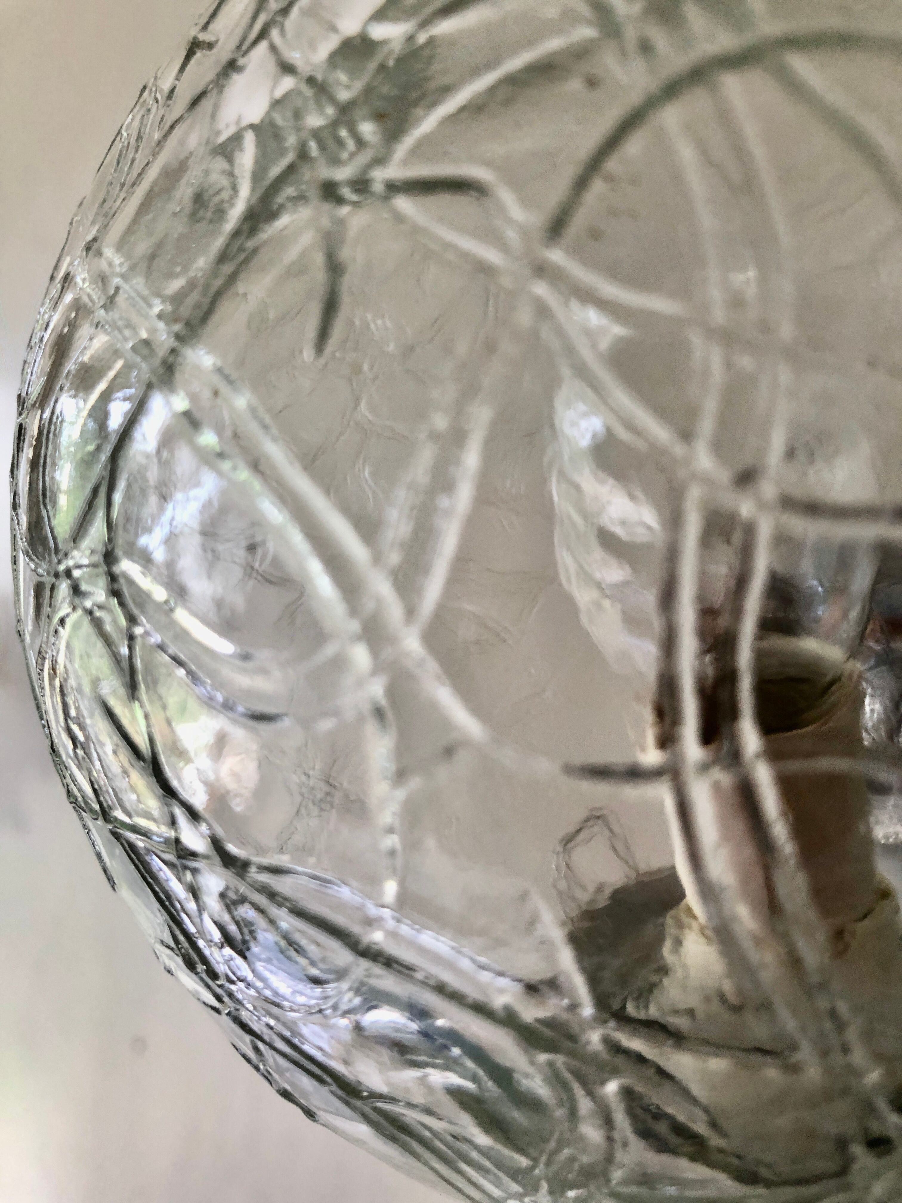 Wall lamp glass globe and chrome 1970