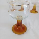 Set of 4 wine glasses, amber stem