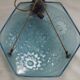 French Art Deco Degué Ice Blue Hexagonal Glass Pendant Ceiling Light