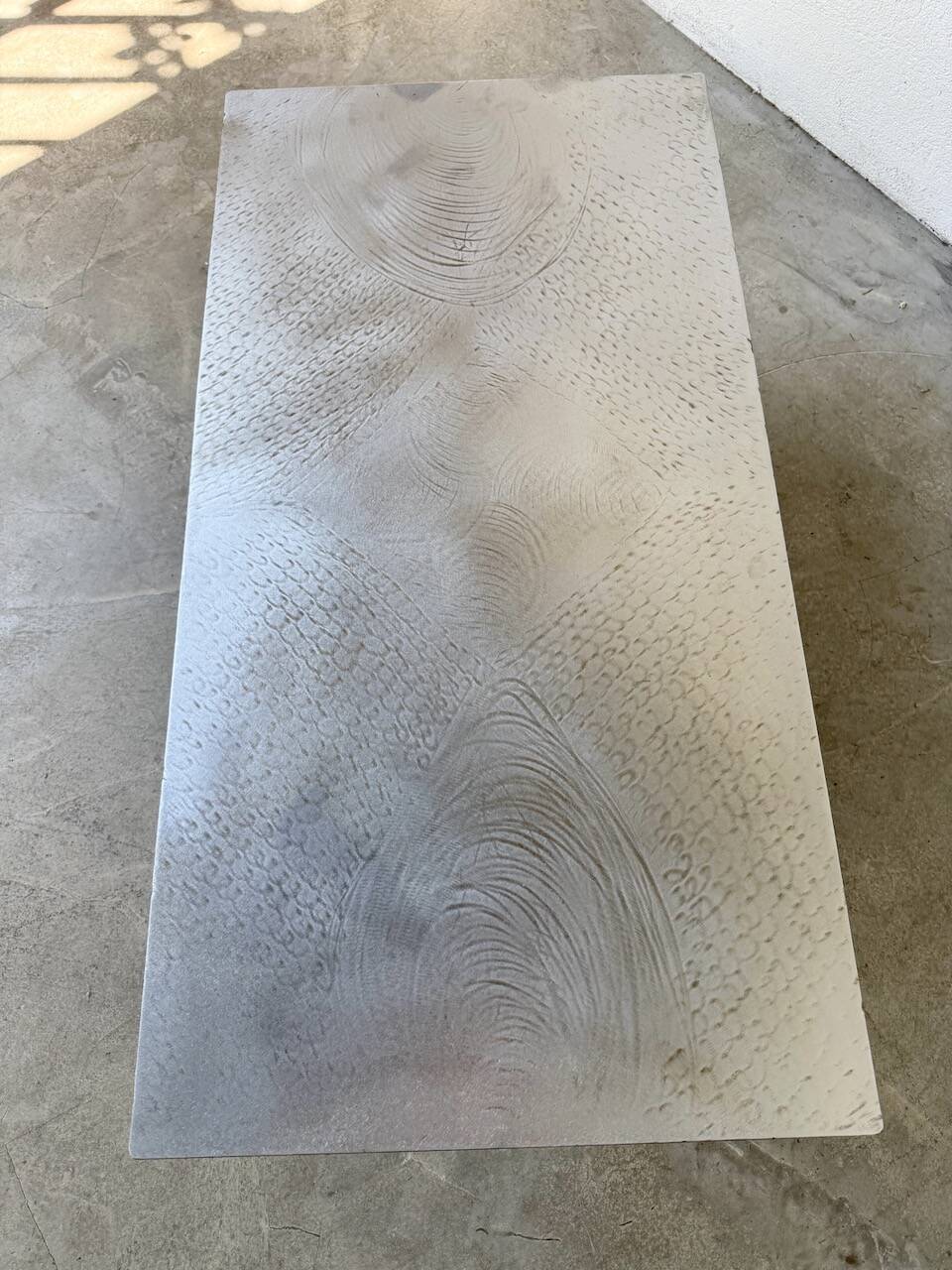 Handcrafted metal coffee table from the 1970s