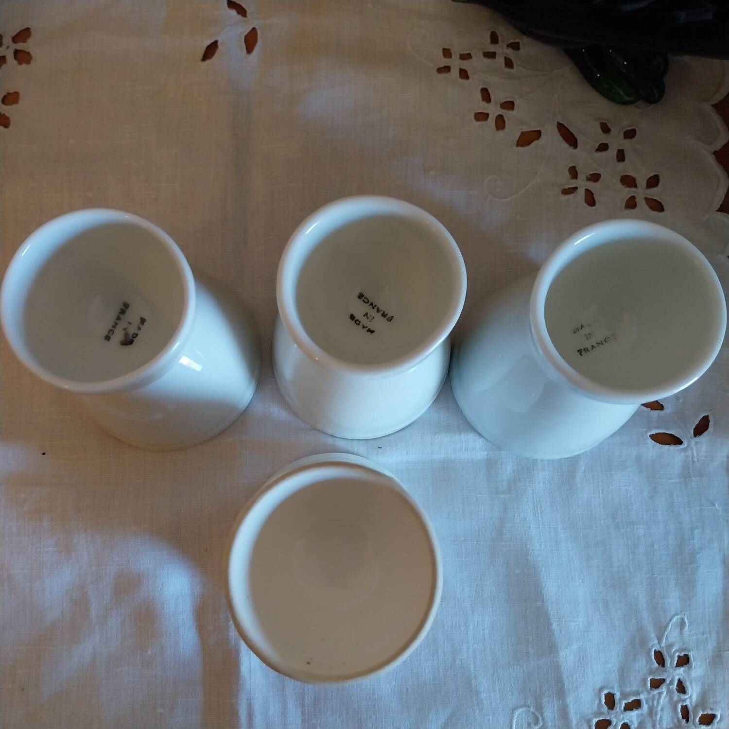 Antique white porcelain mazagrans from France
