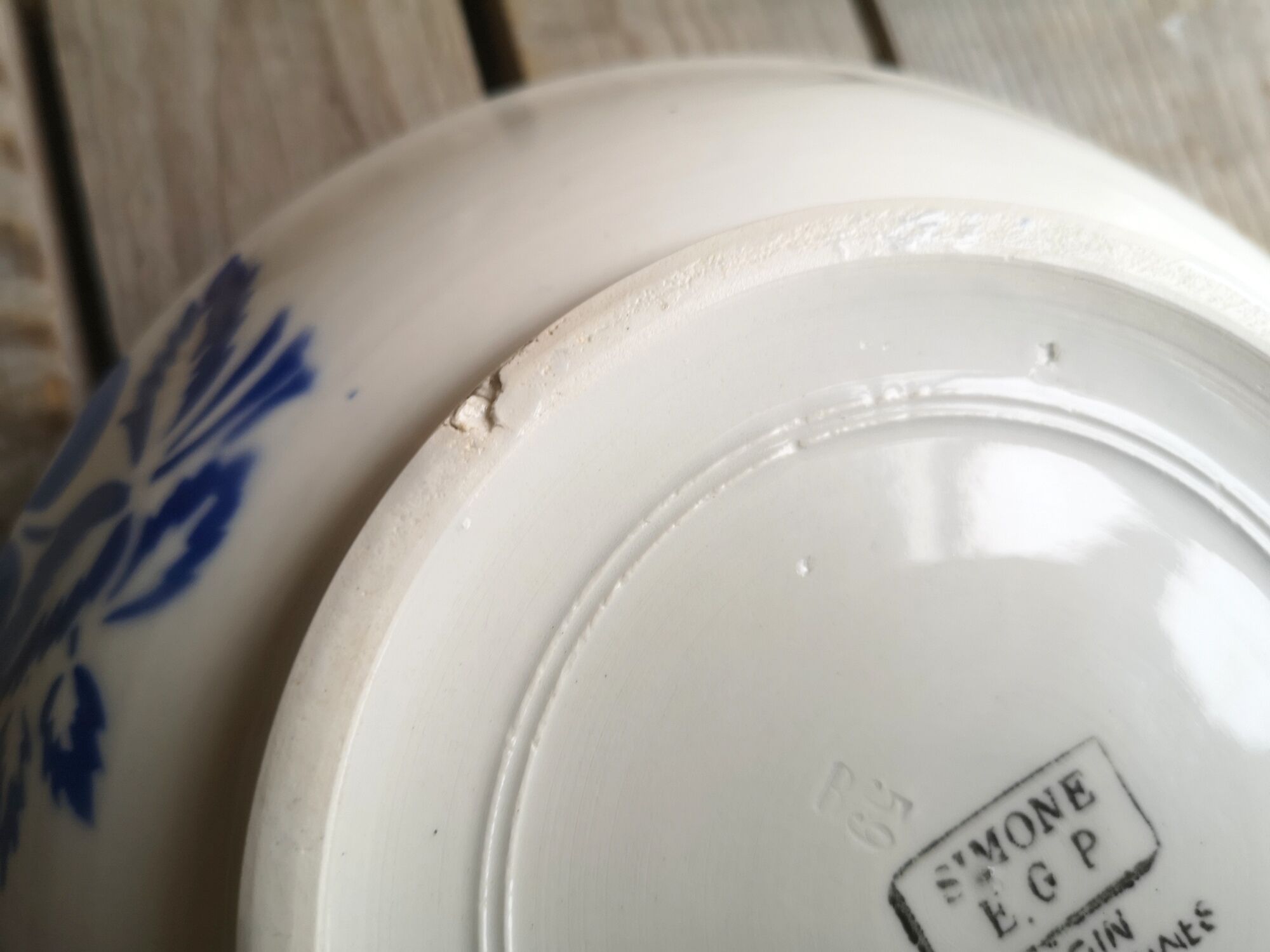 Ancient Saladier ceramics by Digoin Sarreguemines Model Simone