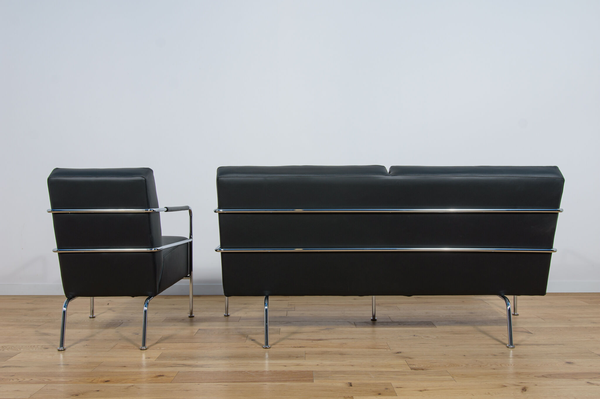 Swedish Leather Sofa and Armchair by Gunilla Allard for Lammhults, 1990s, Set of 2