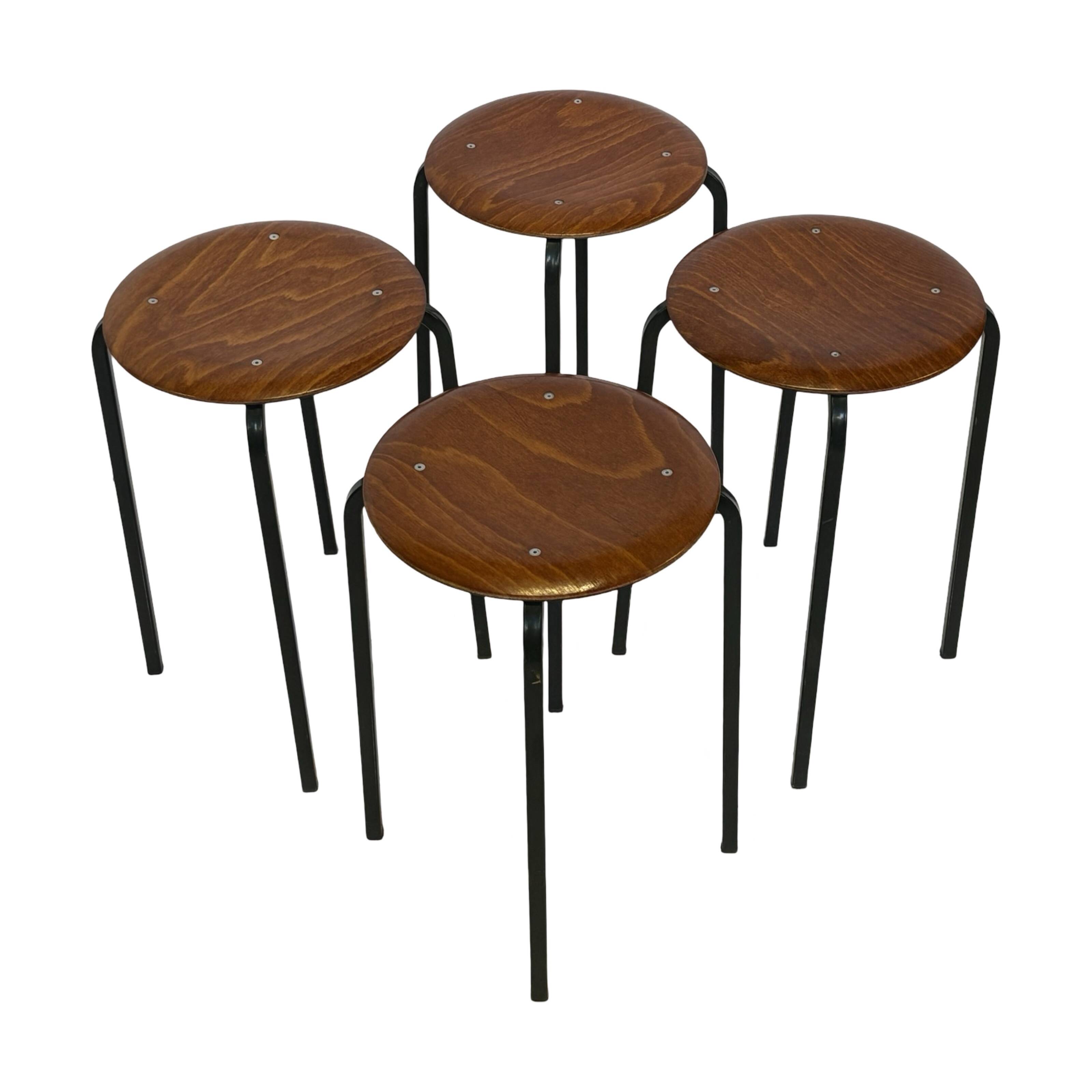 Set of 4 Vintage stools - work stool - Eromes Marko - 60s minimalist design