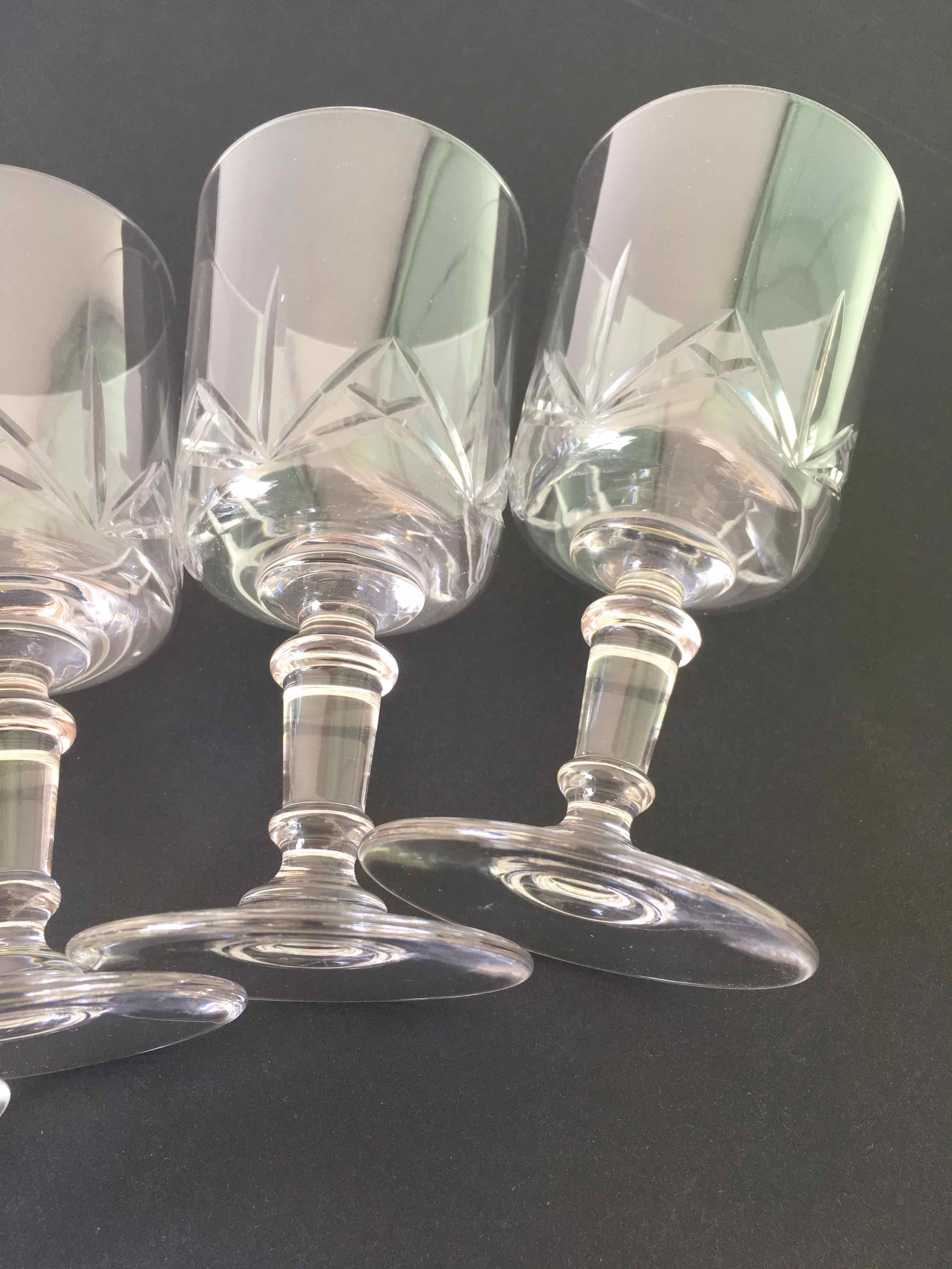 Set 6 cut crystal wine glasses