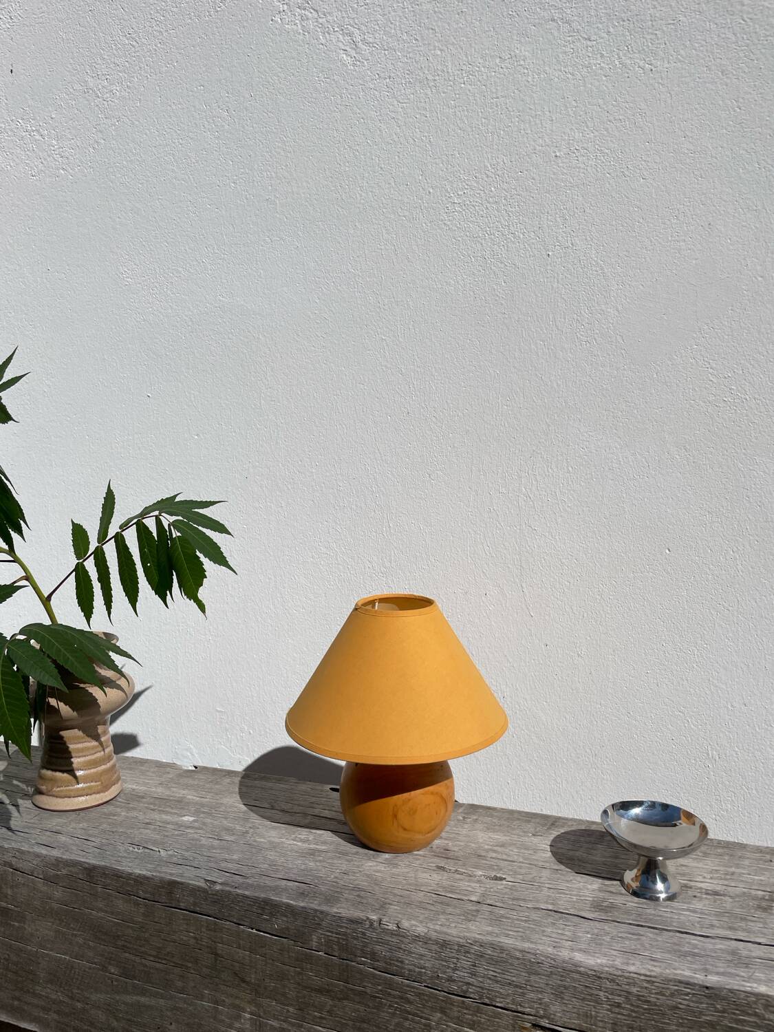 Table lamp in turned wood, ball 1990