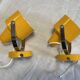 Pair of adjustable vintage wall lamps in yellow and chrome metal. Year 60