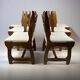 Set of 6 Belgian brutalist oak dining chairs, 1970s.
