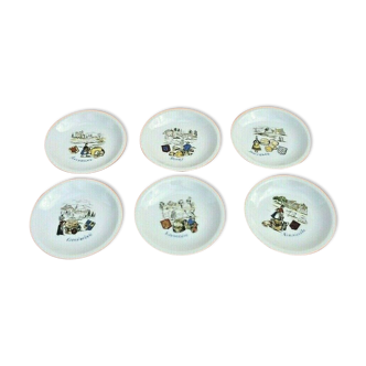 6 cheese plates The Regions of France Auvergne, Berry, Brittany, Normandy...