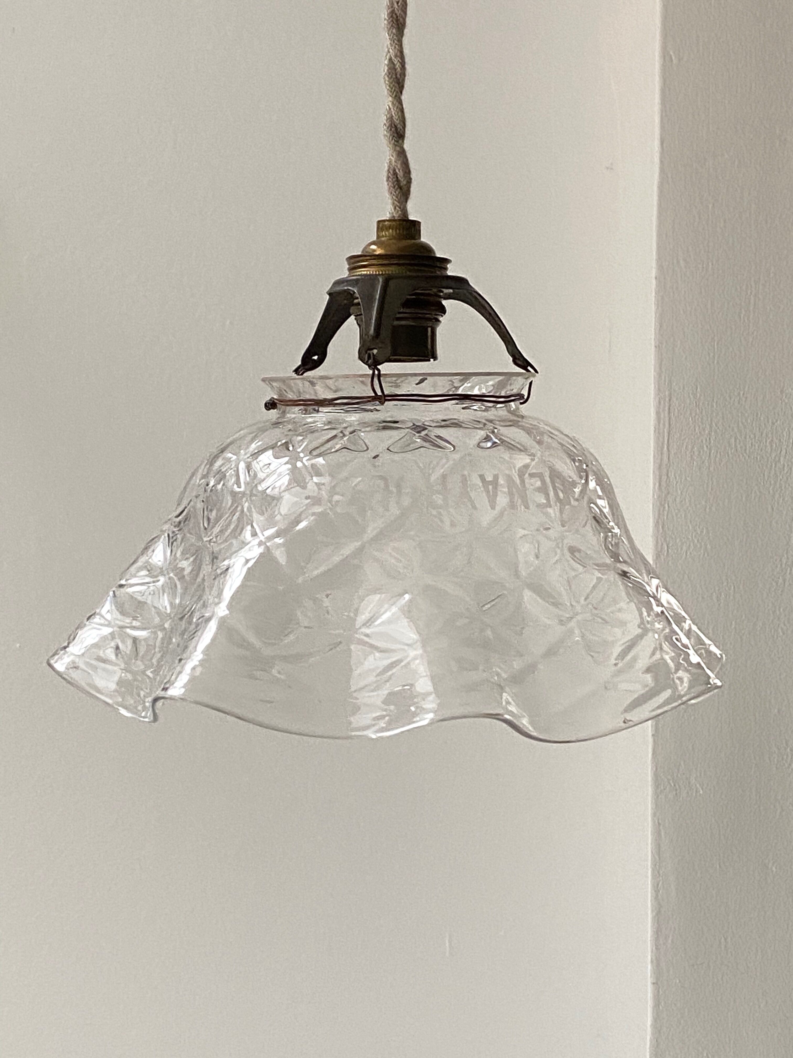 Antique glass suspension, Denayrouze lighting