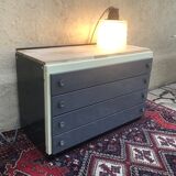 Commode en tôle émaillée et chêne 1950. Livraison gratuite