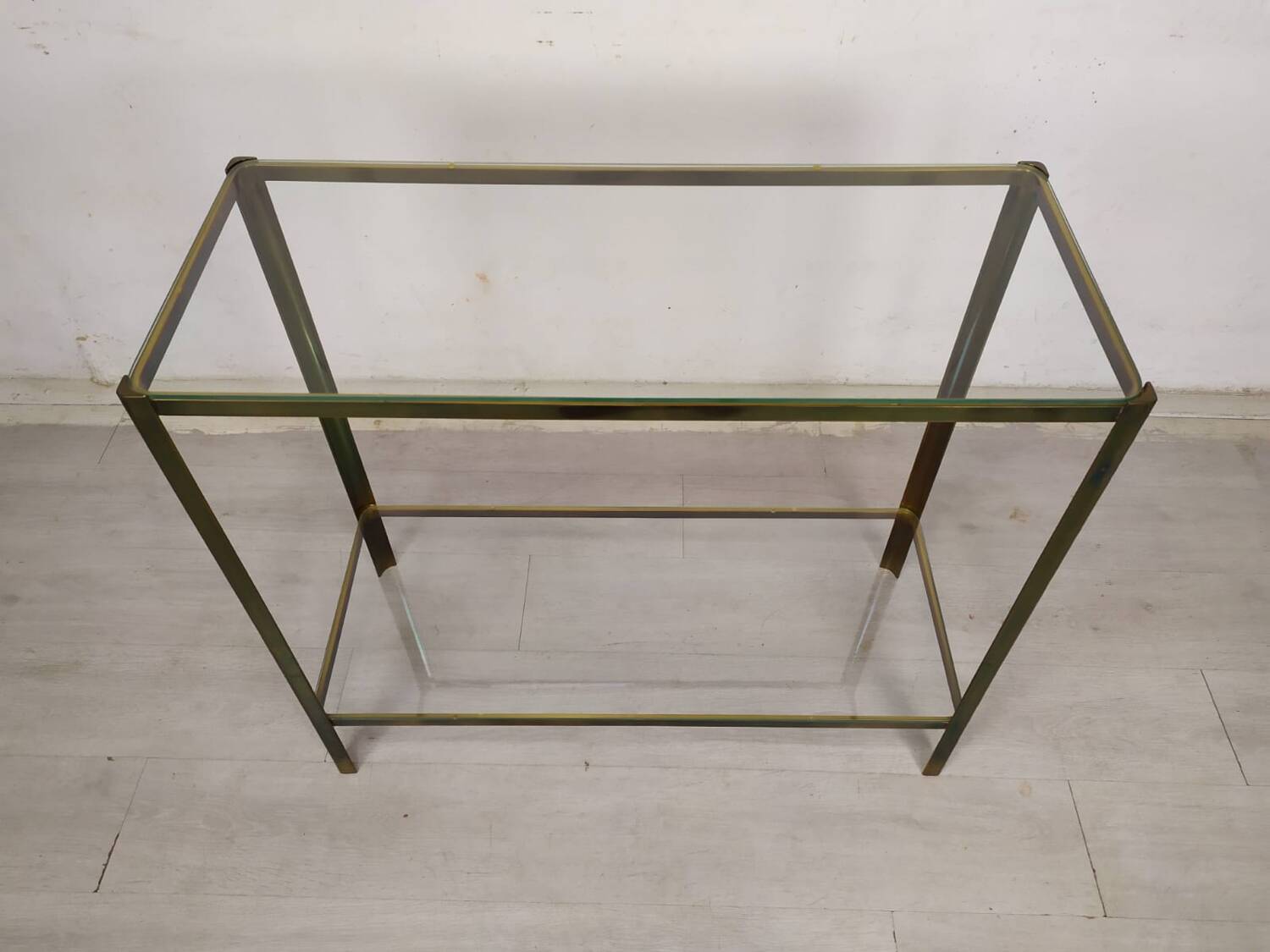 Brass glass console