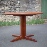 Round dining table extendable 2 extensions, vintage teak table, interior decoration
