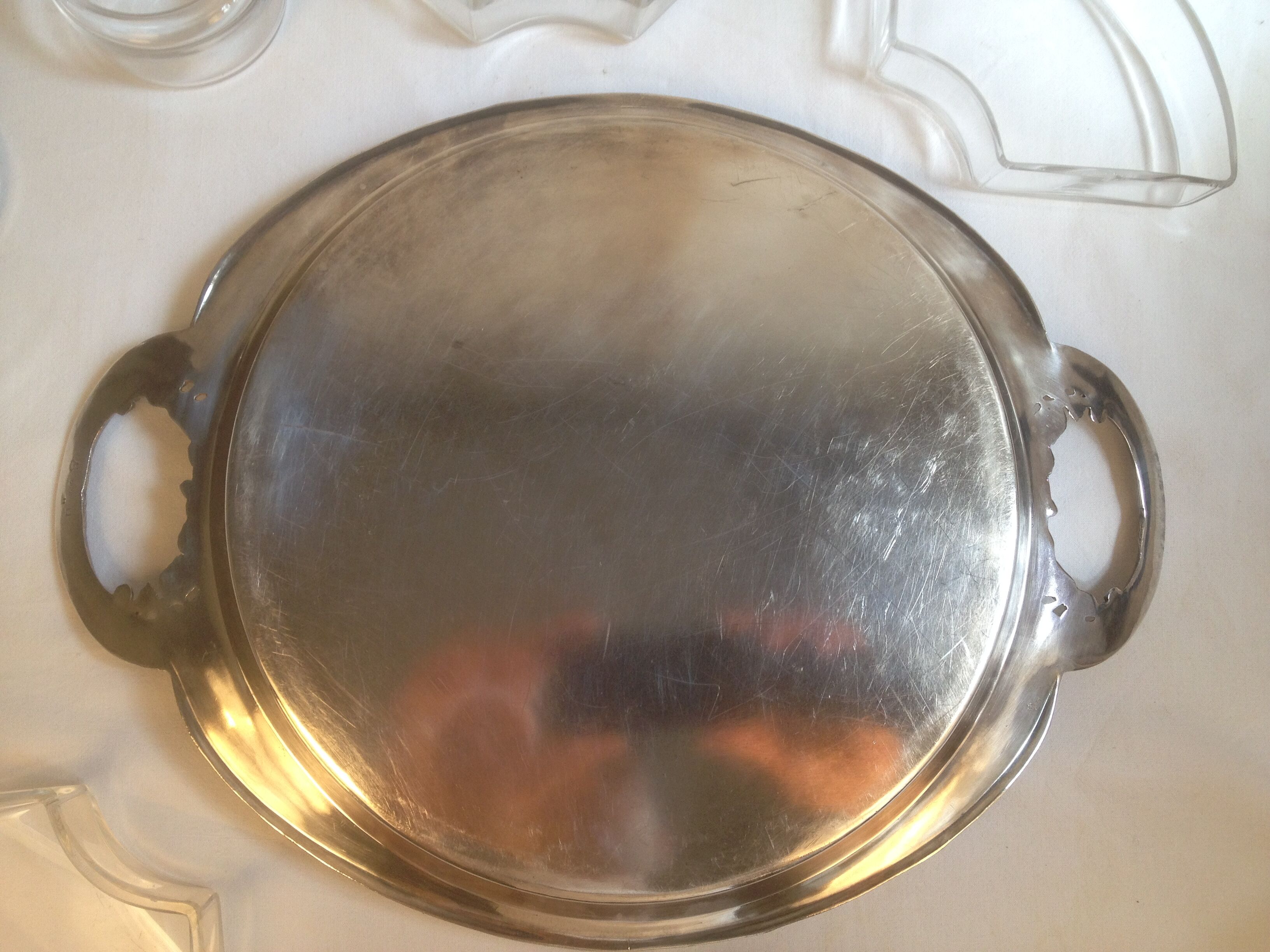 Aperitif tray tray empty-pocket with 5 raviers in silver metal and glass Gallia / Christofle